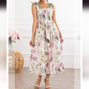 Floral Maxi Dress with Bow Straps